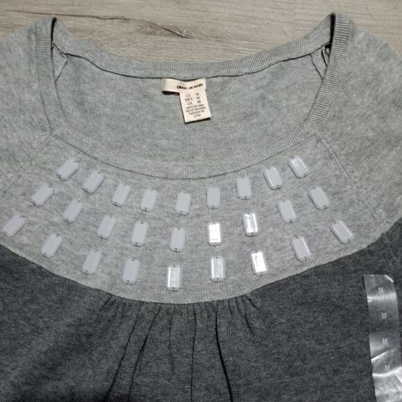 DKNY knit dress with beads on the chest midi dress size Medium - Picture 6 of 10